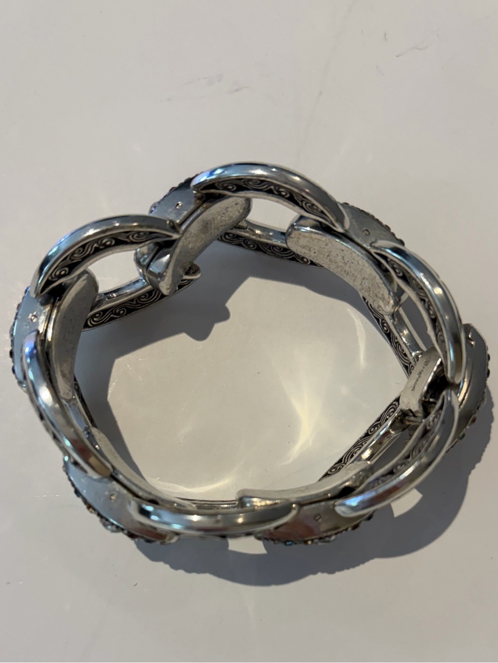 Brighton Jewelry Bracelet Crystal Voyage Chunky Link Bracelet Silver Crystals - Picture 13 of 13
